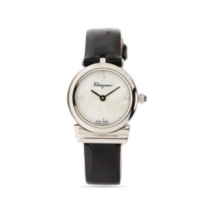 Salvatore Ferragamo Watches  Gancini round leather-strap watch