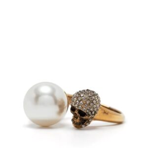 Alexander McQueen  pearl-embellished skull ring
