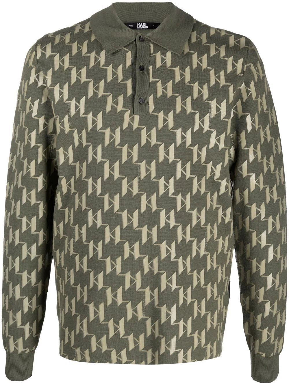 Karl Lagerfeld monogram knit polo shirt