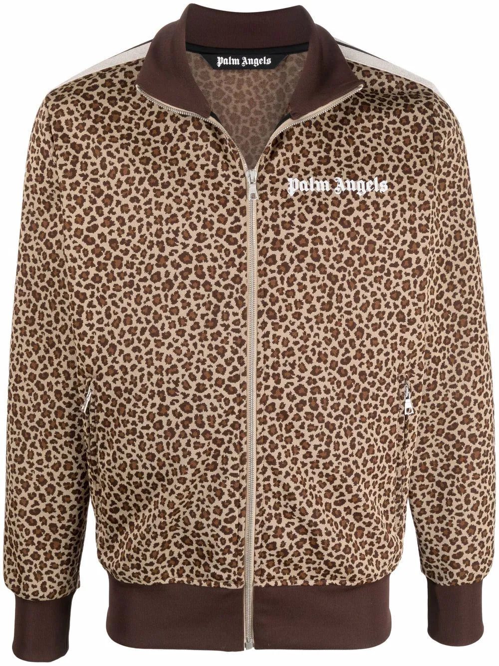 Palm Angels leopard jacquard zipped jacket