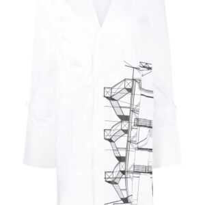 Off-White graphic-print tied-sleeves mini dress