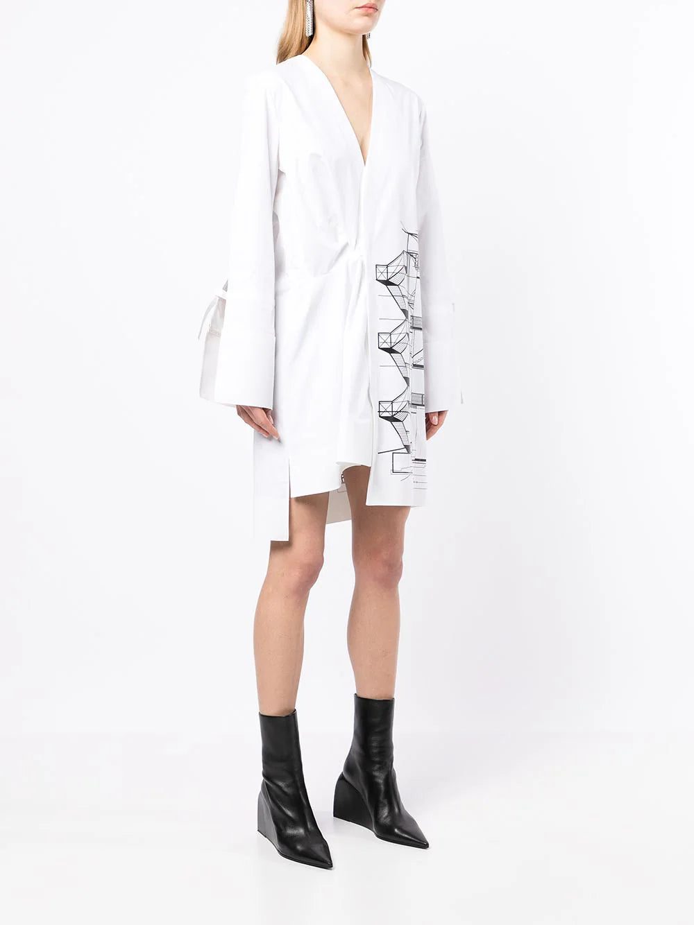 Off-White graphic-print tied-sleeves mini dress - Image 3