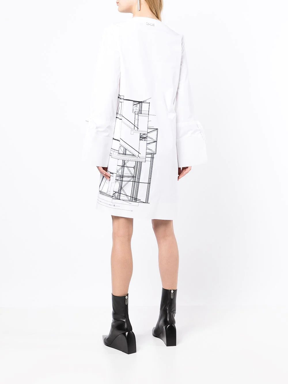 Off-White graphic-print tied-sleeves mini dress - Image 4