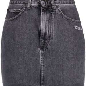 Off-White logo-print denim skirt