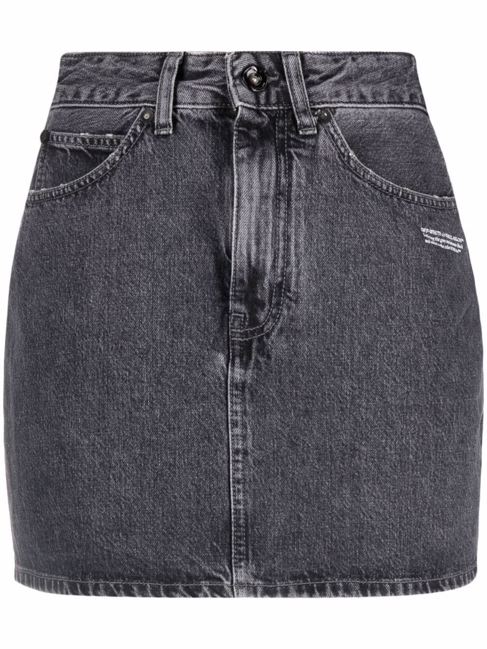Off-White logo-print denim skirt
