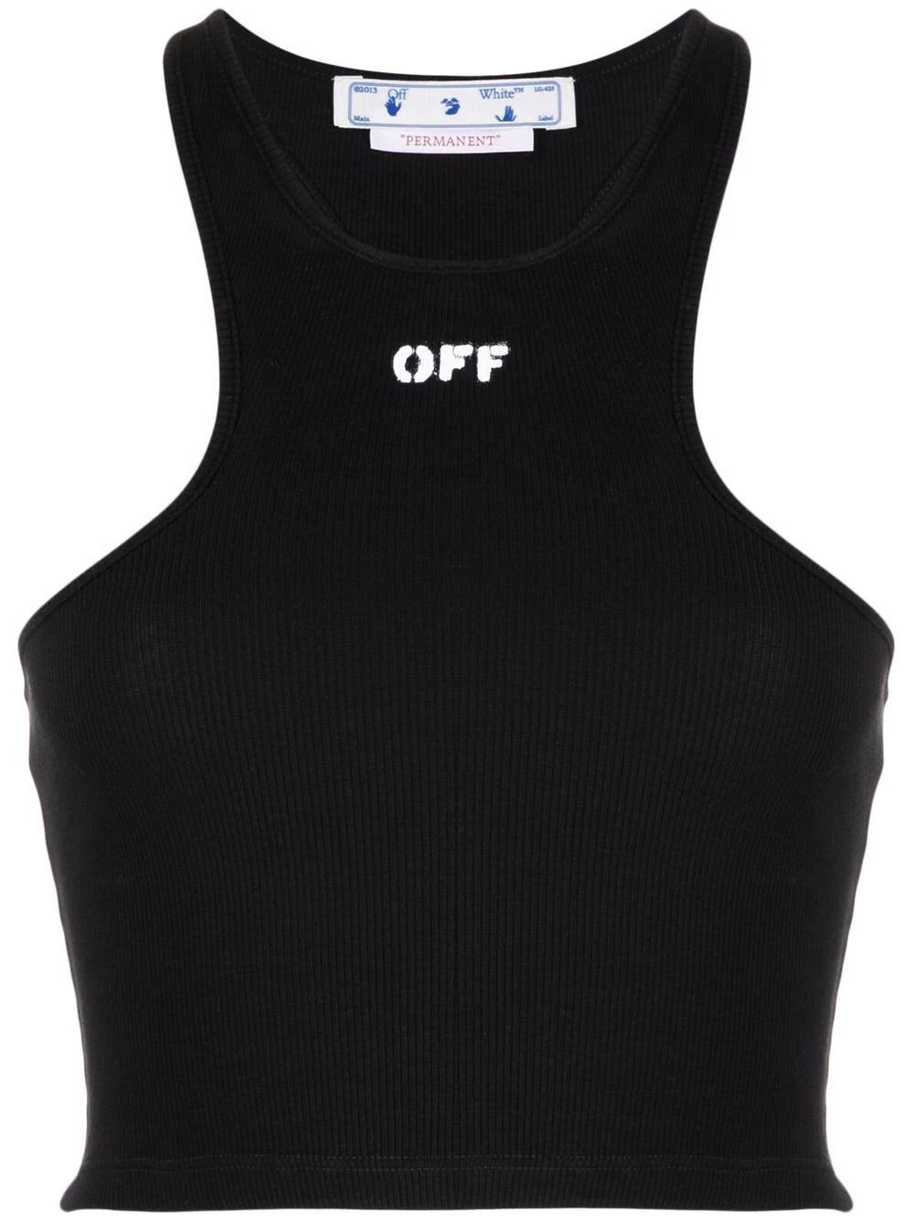 Off-White Off-Stamp ribbed crop top