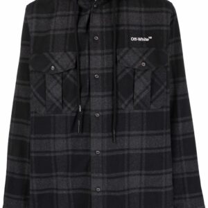 Off-white check-print hooded shirt