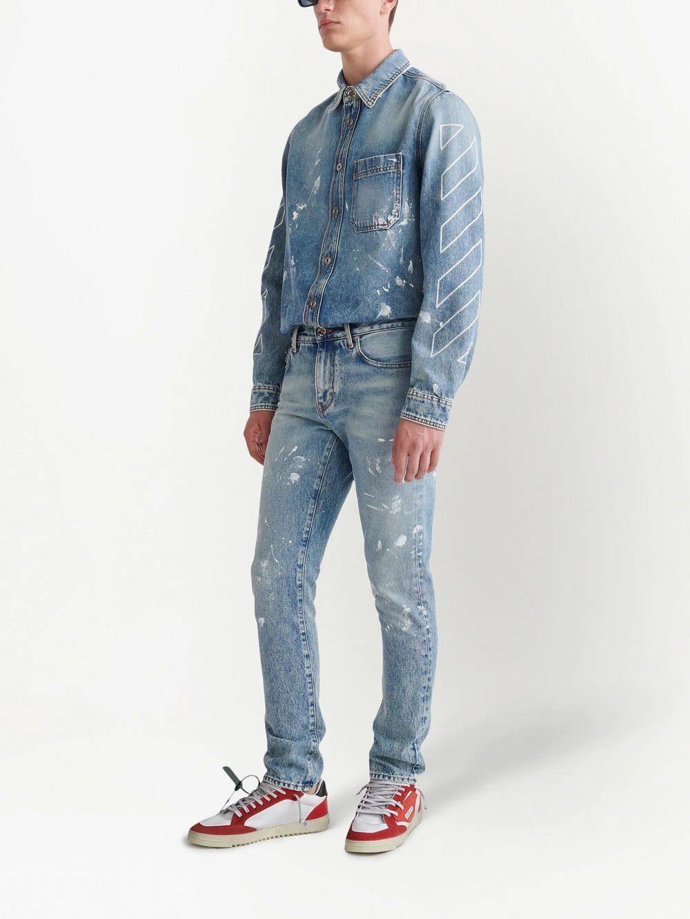 Off-White Diag-stripe distressed jeans - Image 3