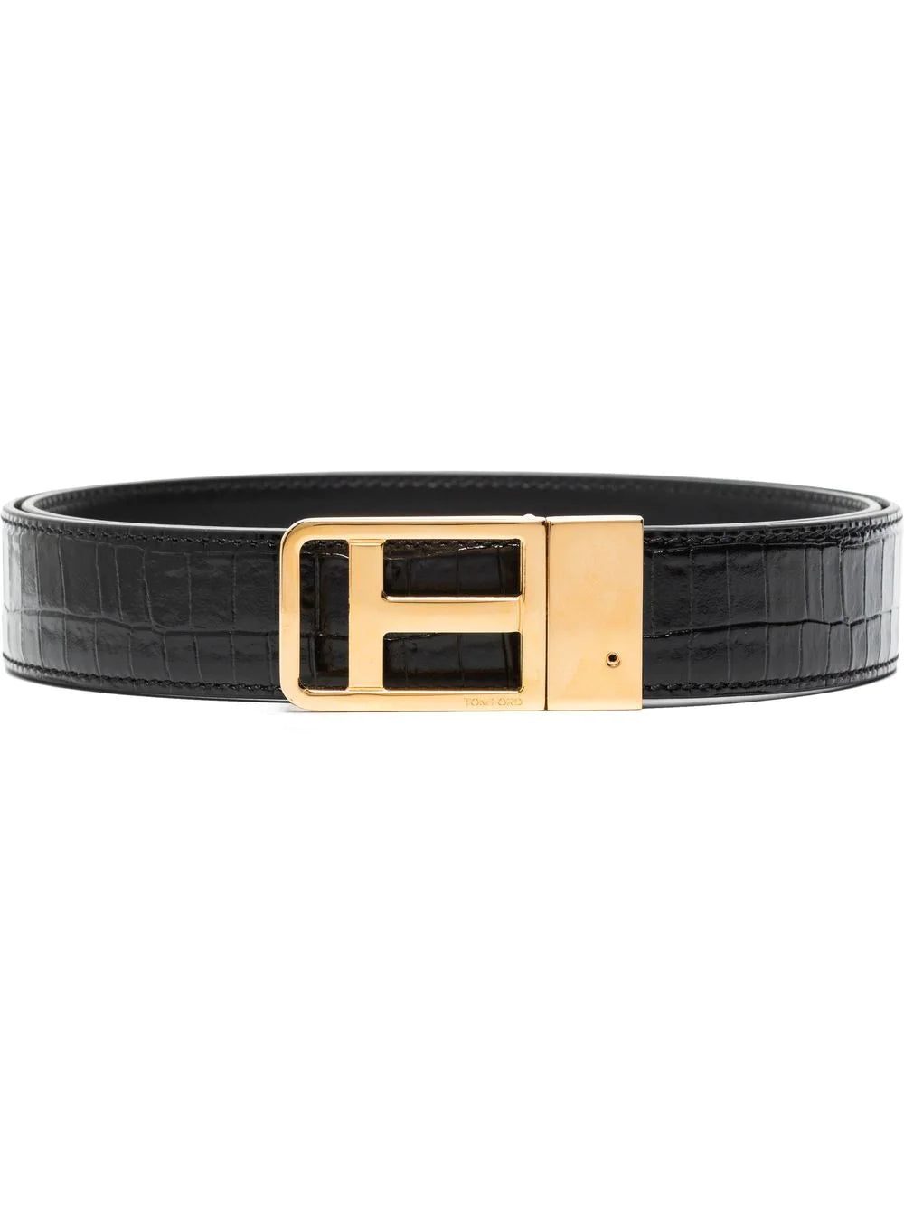 Tom Ford T buckle crocodile-embossed belt
