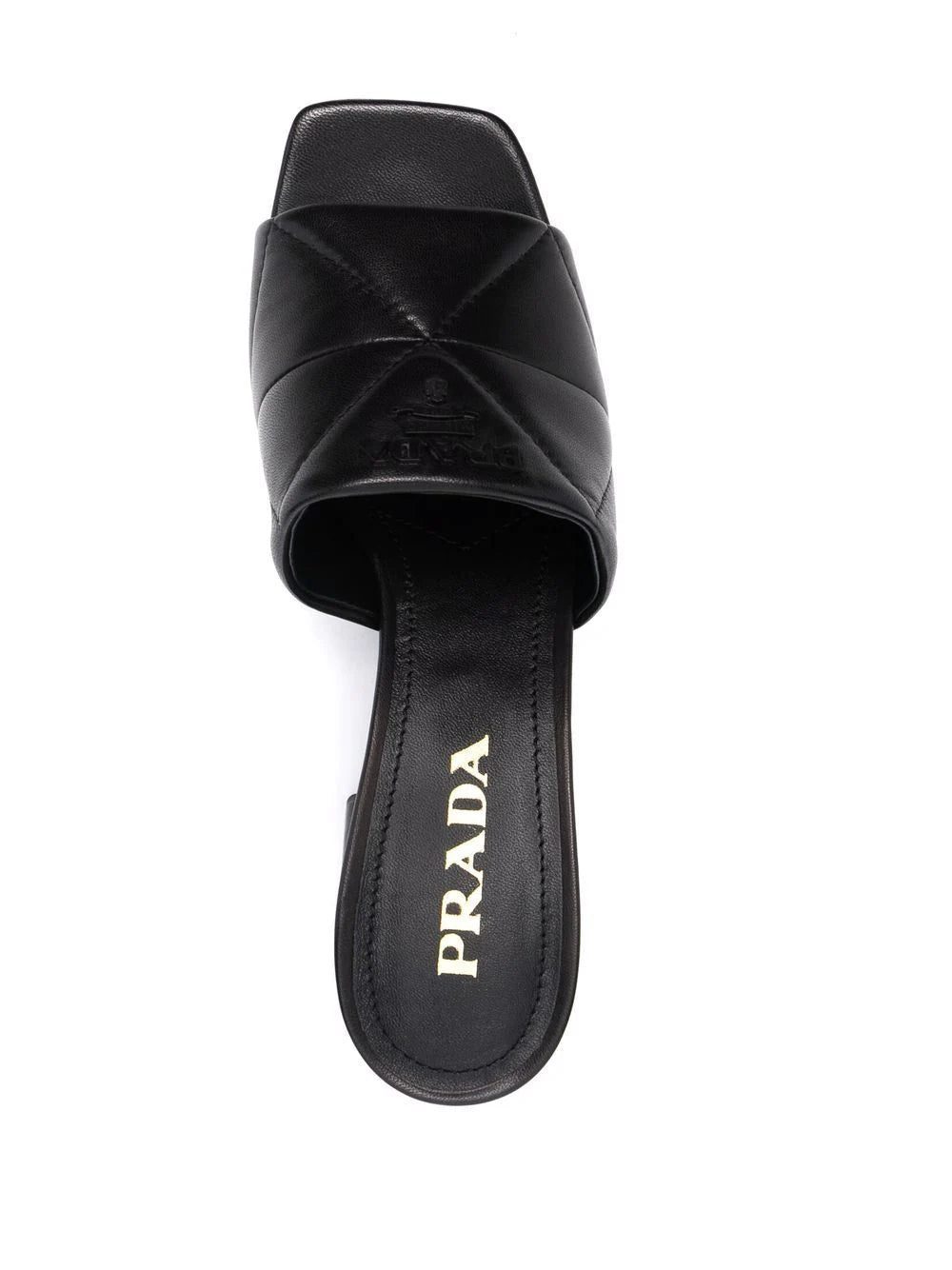 Prada 65mm logo-detail quilted leather mules - Image 4