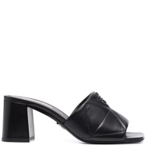 Prada  65mm logo-detail quilted leather mules
