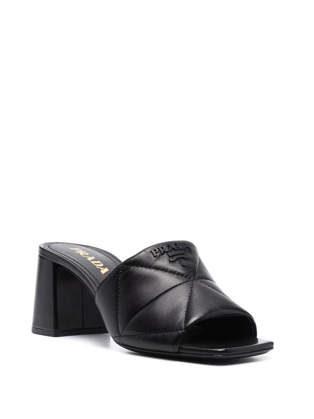 Prada 65mm logo-detail quilted leather mules - Image 2