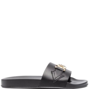 Versace  logo-plaque leather sliders