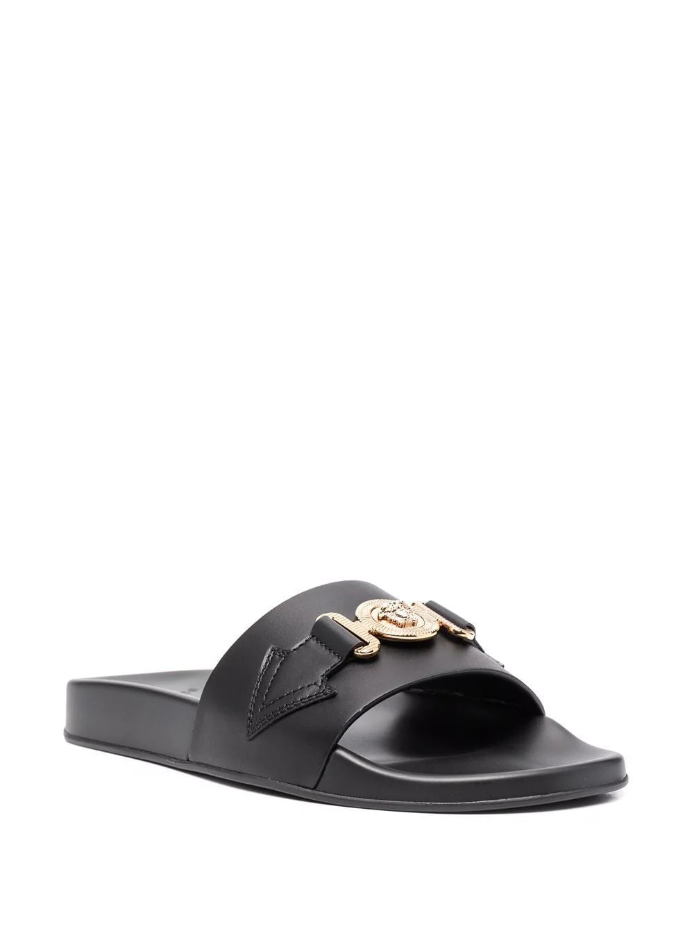 Versace logo-plaque leather sliders - Image 2