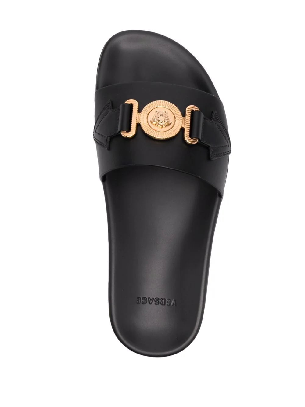 Versace logo-plaque leather sliders - Image 4