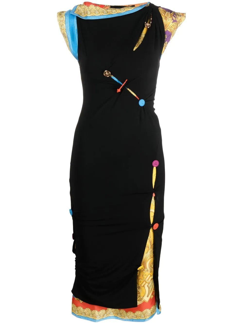 Versace sleeveless button-embellished midi dress