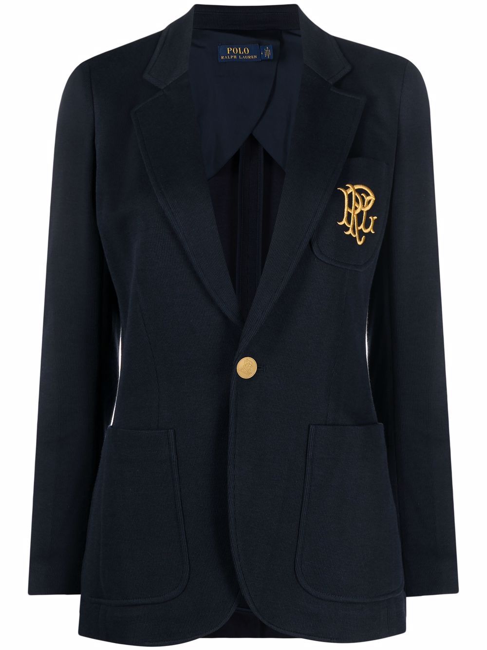 Polo Ralph Lauren embroidered-monogram double-knit blazer