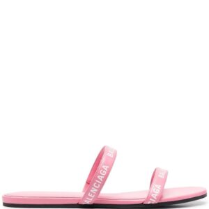 Balenciaga double logo-strap slides