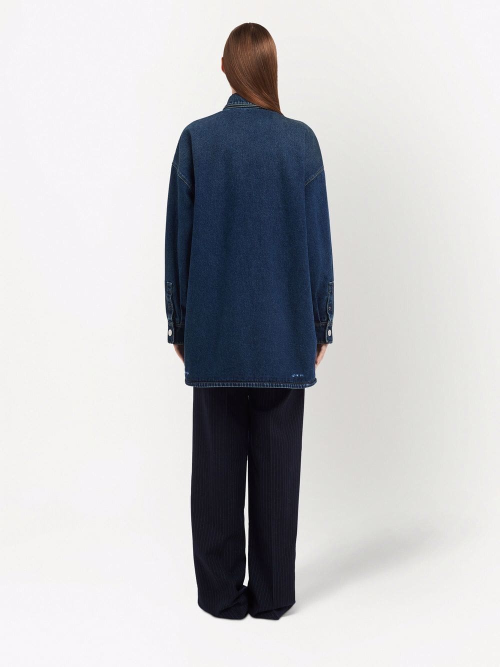 Prada logo-plaque denim shirt - Image 4