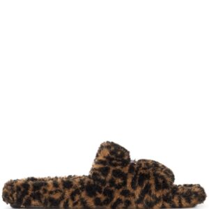 Balenciaga faux fur logo slides