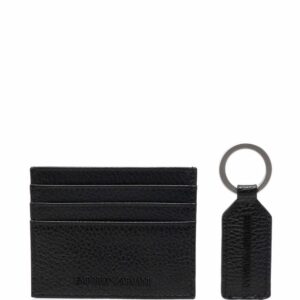 Emporio Armani logo-embossed leather cardholder and keyring