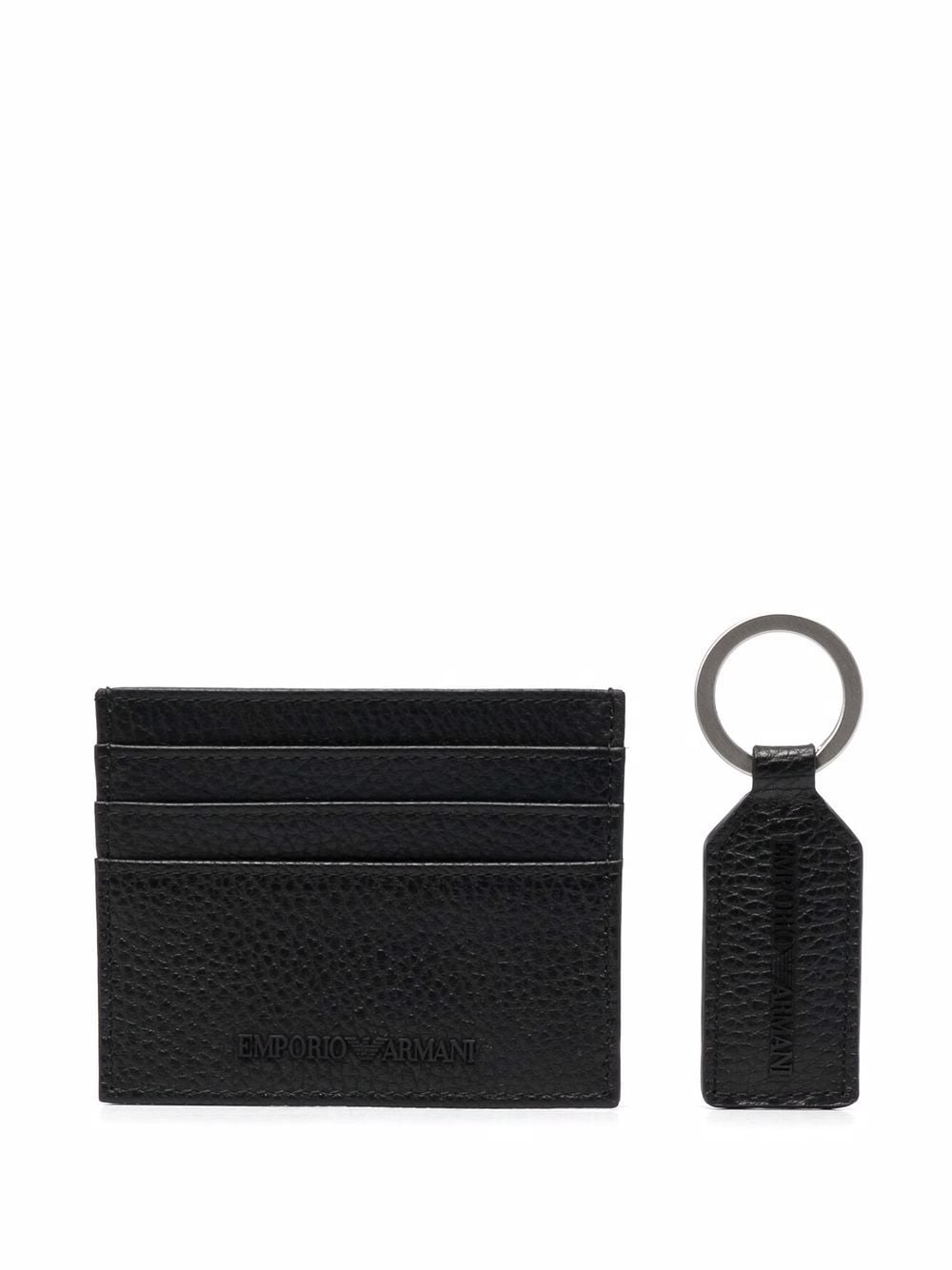Emporio Armani logo-embossed leather cardholder and keyring
