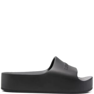 Balenciaga raised-logo platform slides