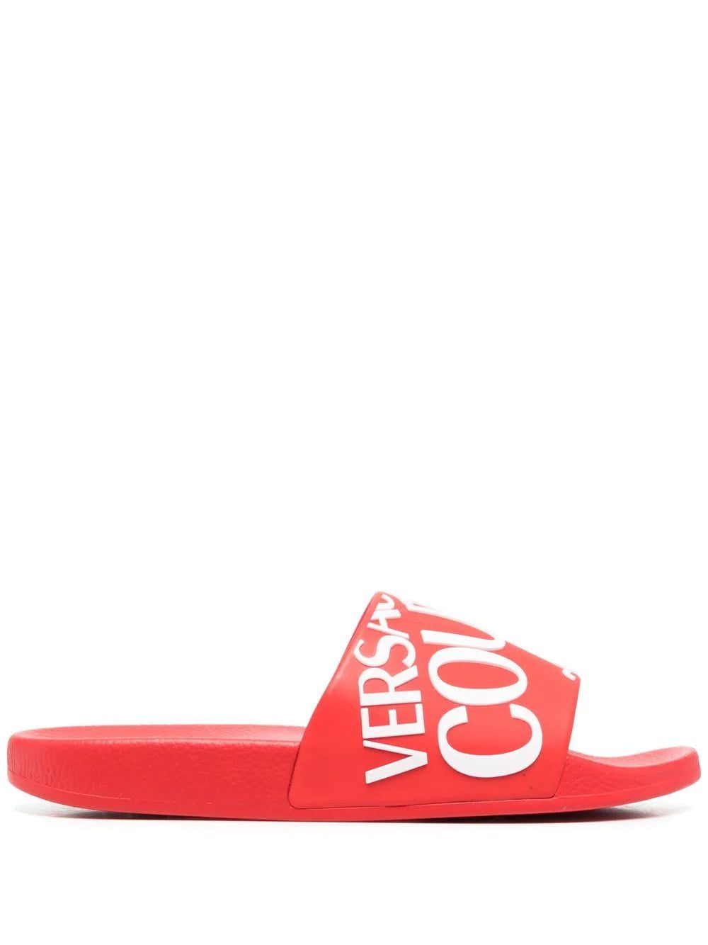 Versace Jeans Couture diagonal logo flat slides