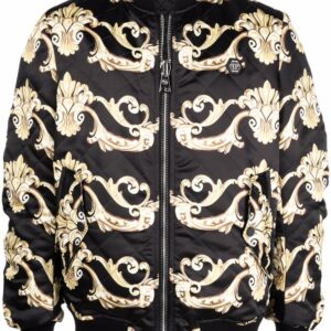 Philipp Plein  Gothic-print quilted bomber jacket