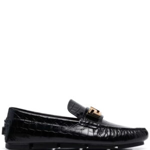 Versace Greca-plaque crocodile-effect loafers