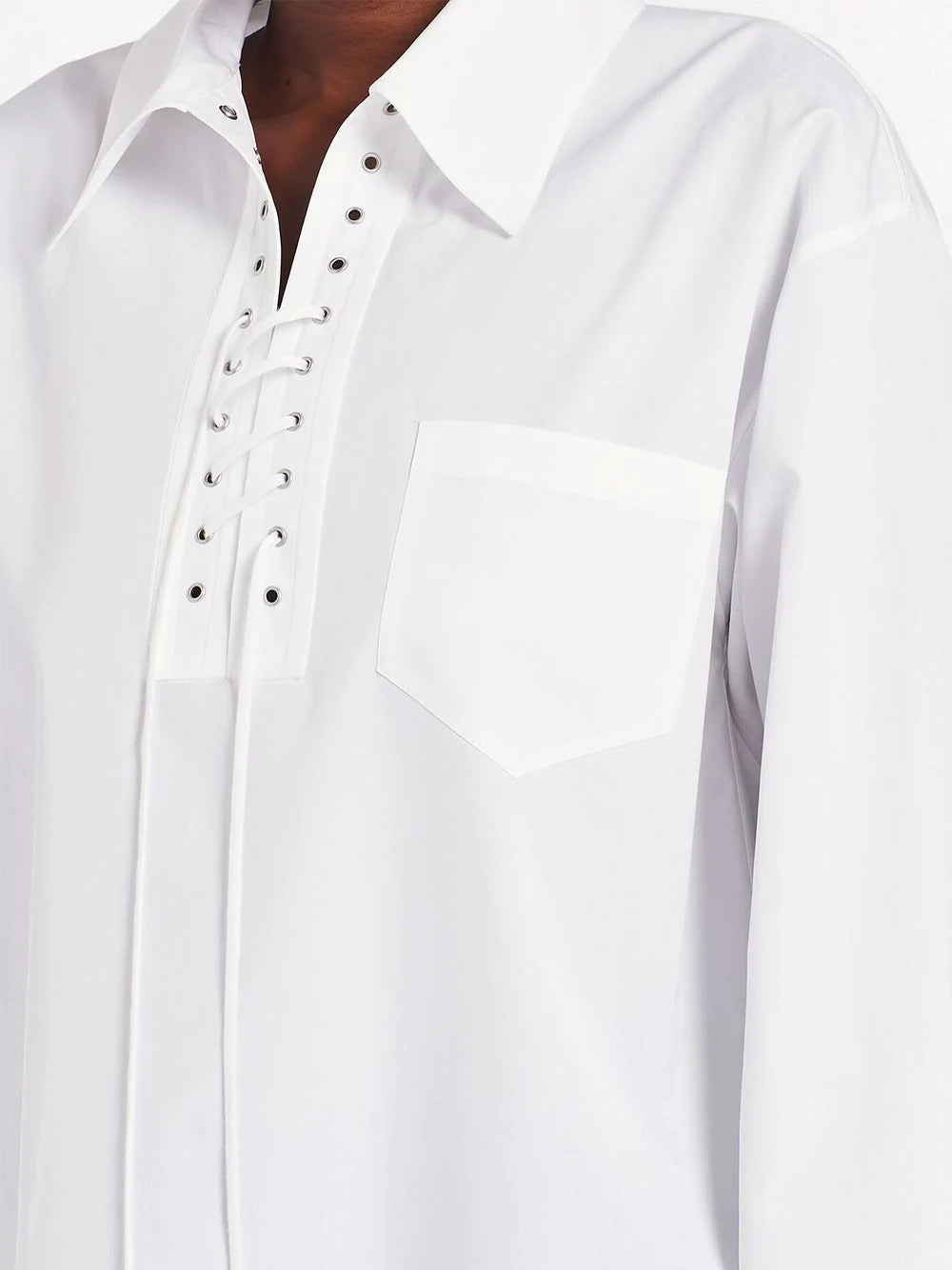 Prada laced-placket long-sleeve tailored shirt - Image 4