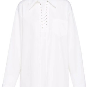 Prada  laced-placket long-sleeve tailored shirt