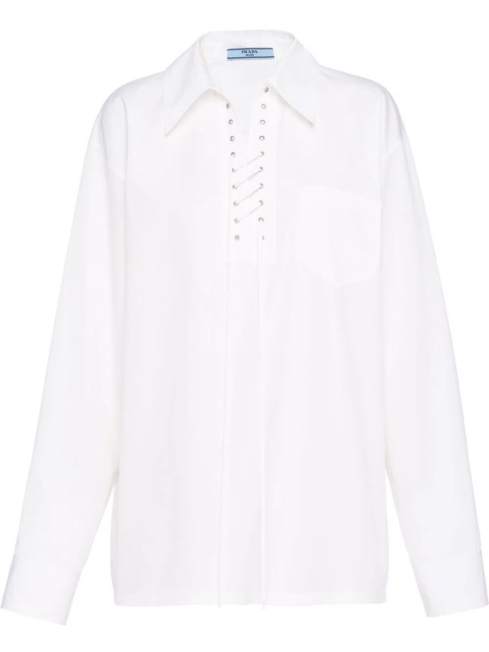 Prada laced-placket long-sleeve tailored shirt