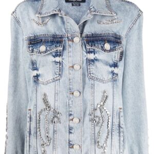 Philipp Plein  Oversized crystal-embellished denim jacket