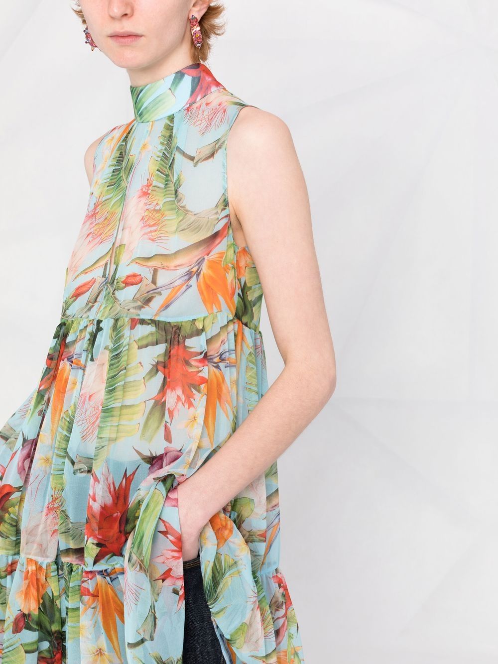 Philipp Plein Georgette short dress with flower - Image 3