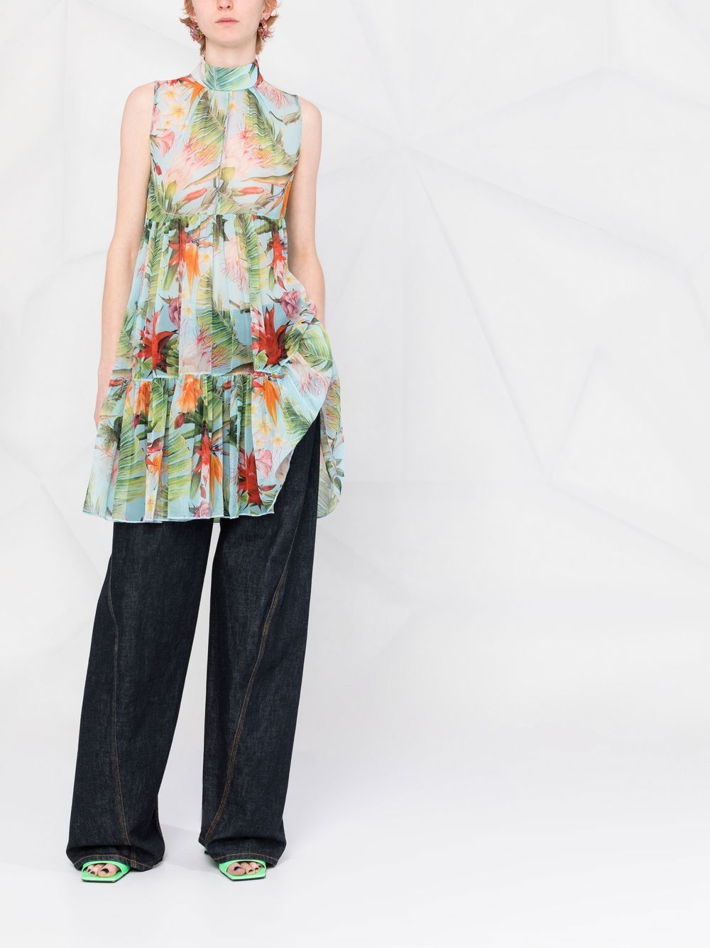 Philipp Plein Georgette short dress with flower - Image 2