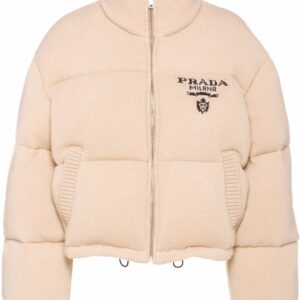 Prada  logo-detail cashmere padded jacket