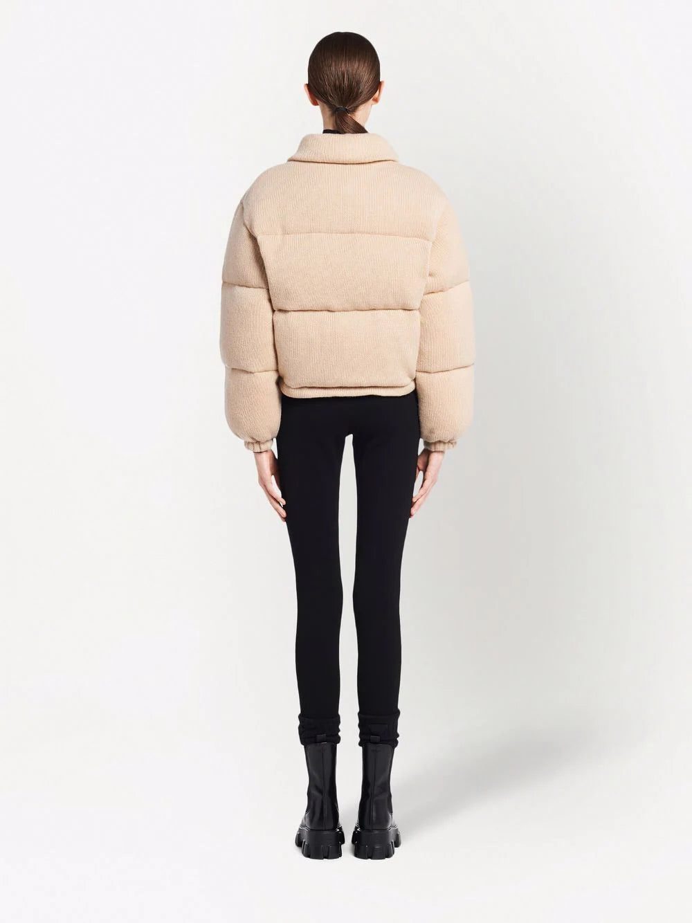 Prada logo-detail cashmere padded jacket - Image 4