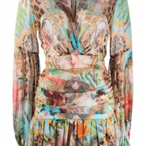 Philipp Plein Baroque Flowers-print georgette mini dress