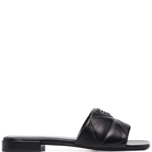 Prada triangle quilted sandals.