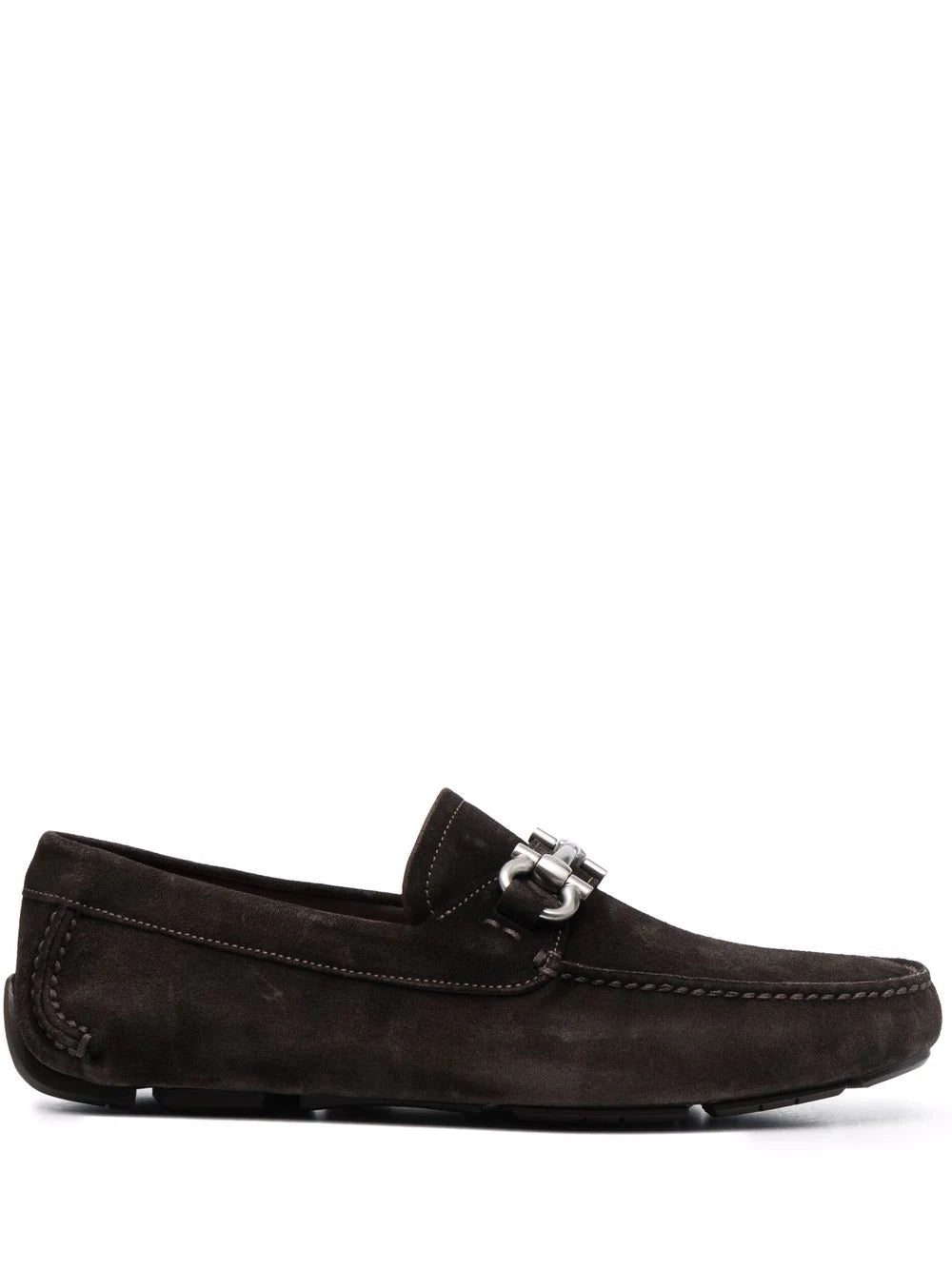Ferragamo Gancini-buckle suede moccasins