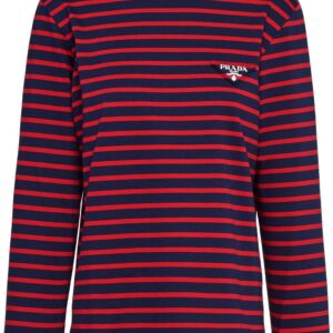 Prada  triangle-logo striped long-sleeved T-shirt