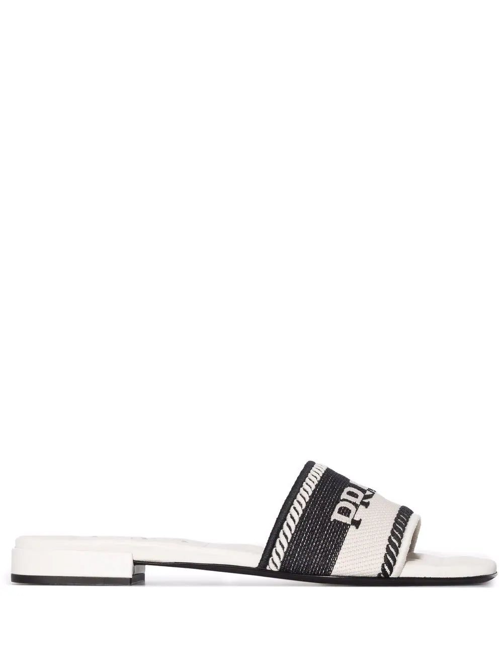 Prada logo jacquard-knit slides