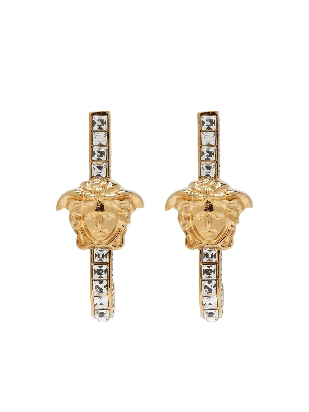 Versace Medusa crystal-embellished huggie earrings