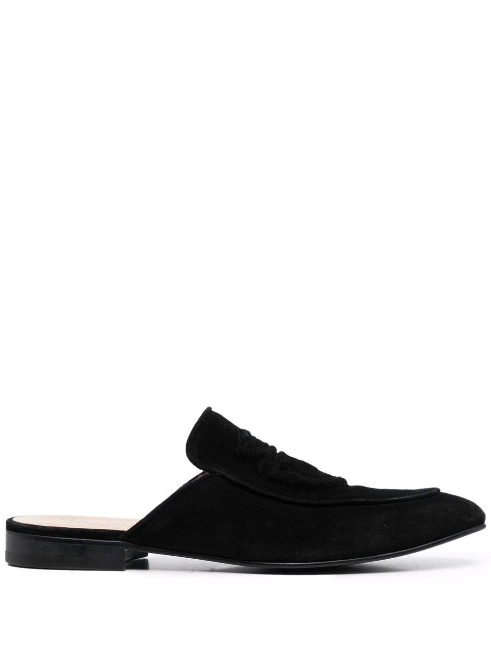 Billionaire logo embossed suede mules