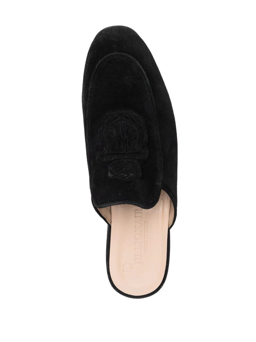 Billionaire logo embossed suede mules - Image 4