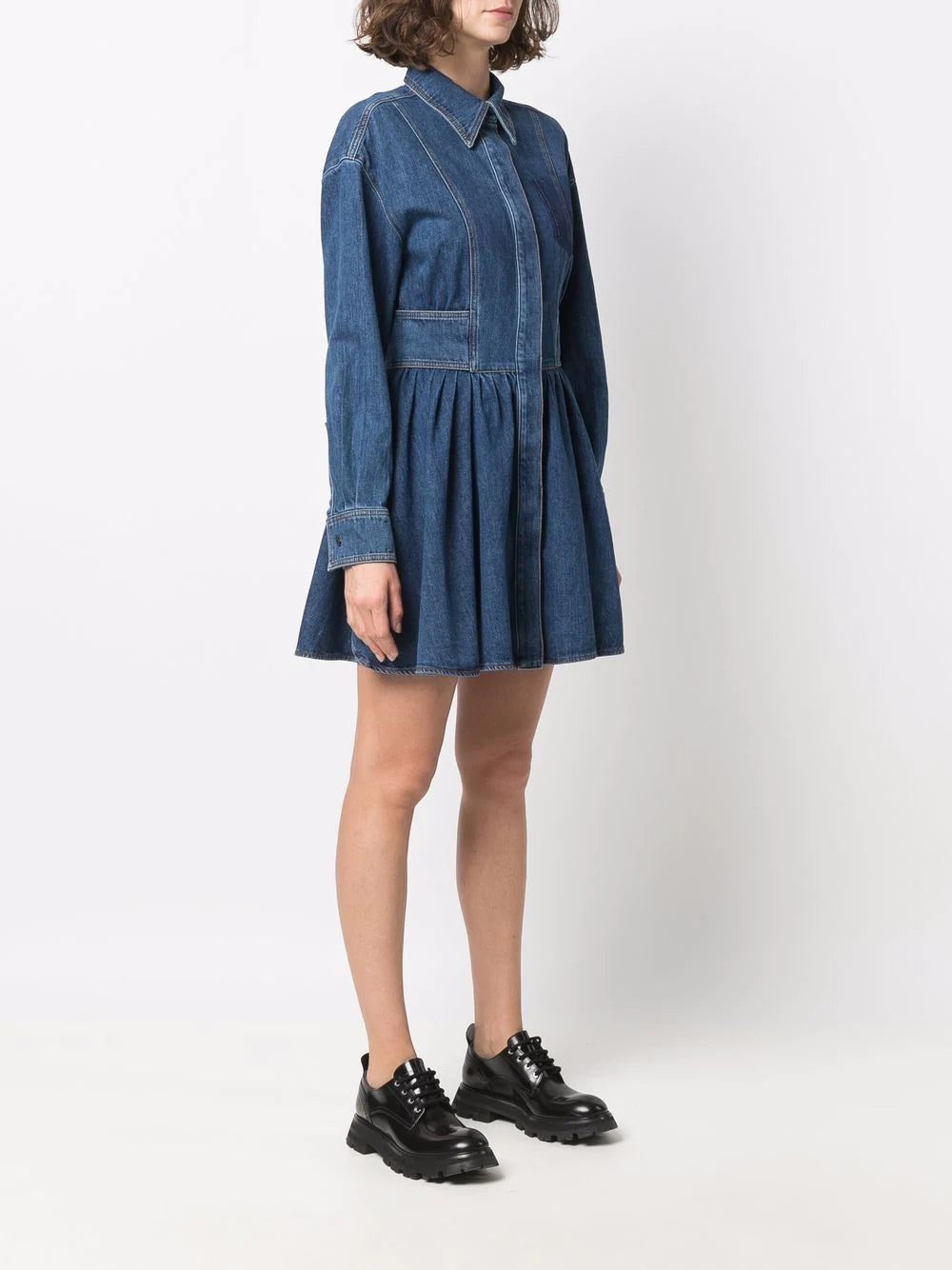 Alexander McQueen flared denim shirt dress - Image 3
