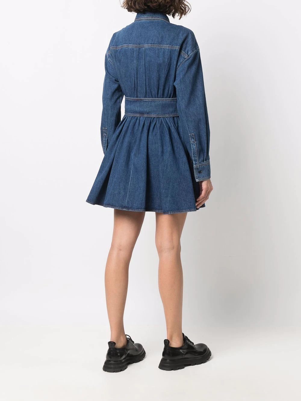 Alexander McQueen flared denim shirt dress - Image 4