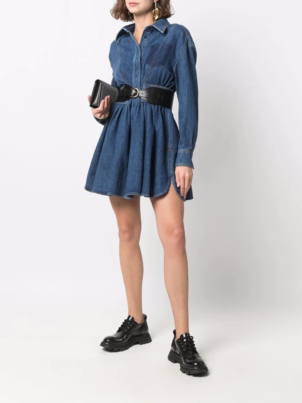 Alexander McQueen flared denim shirt dress - Image 2