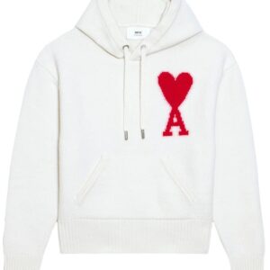 AMI Paris  logo-intarsia knit hoodie